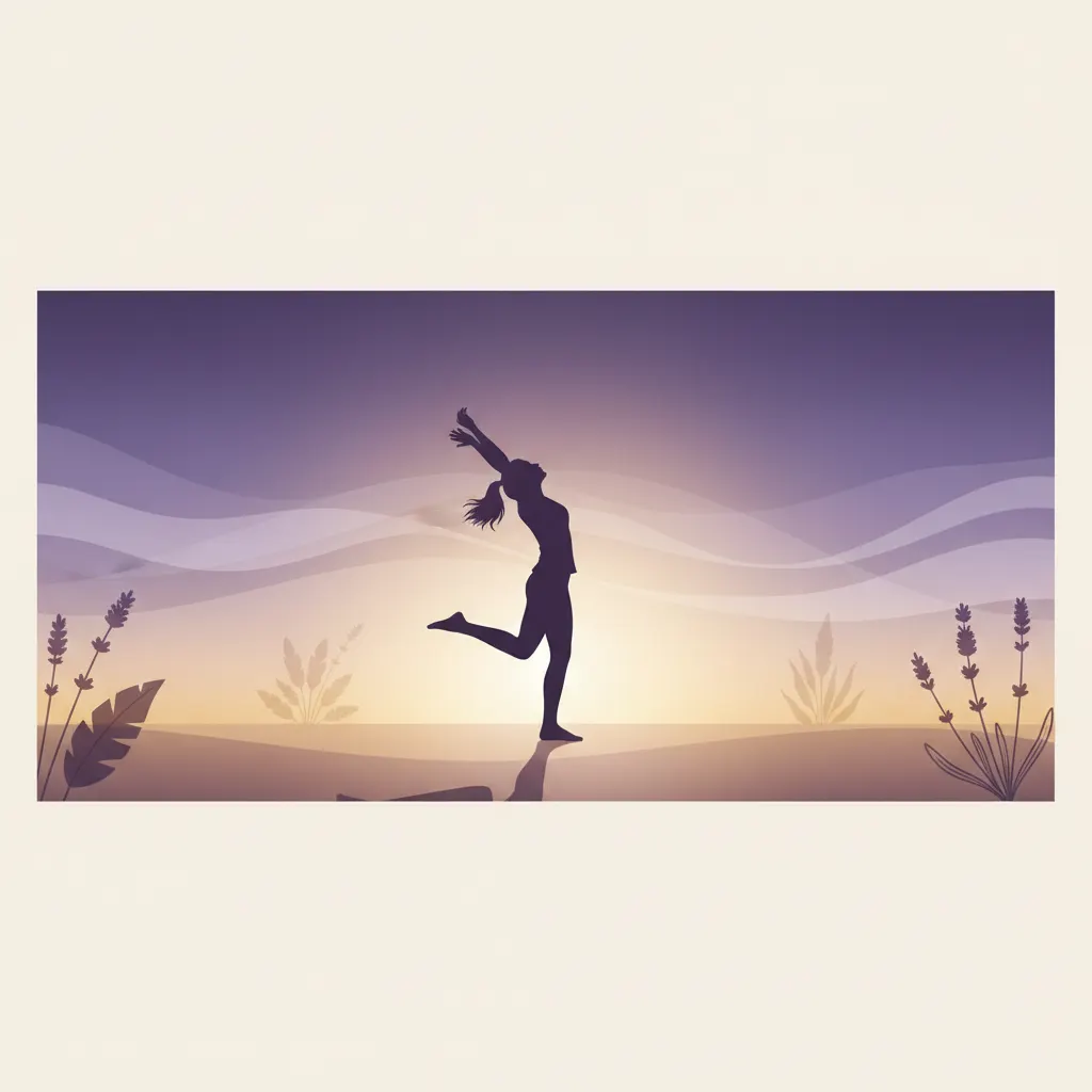 Silhouette of anonymous person stretching at golden hour - botanical supplement for active lifestyle UK